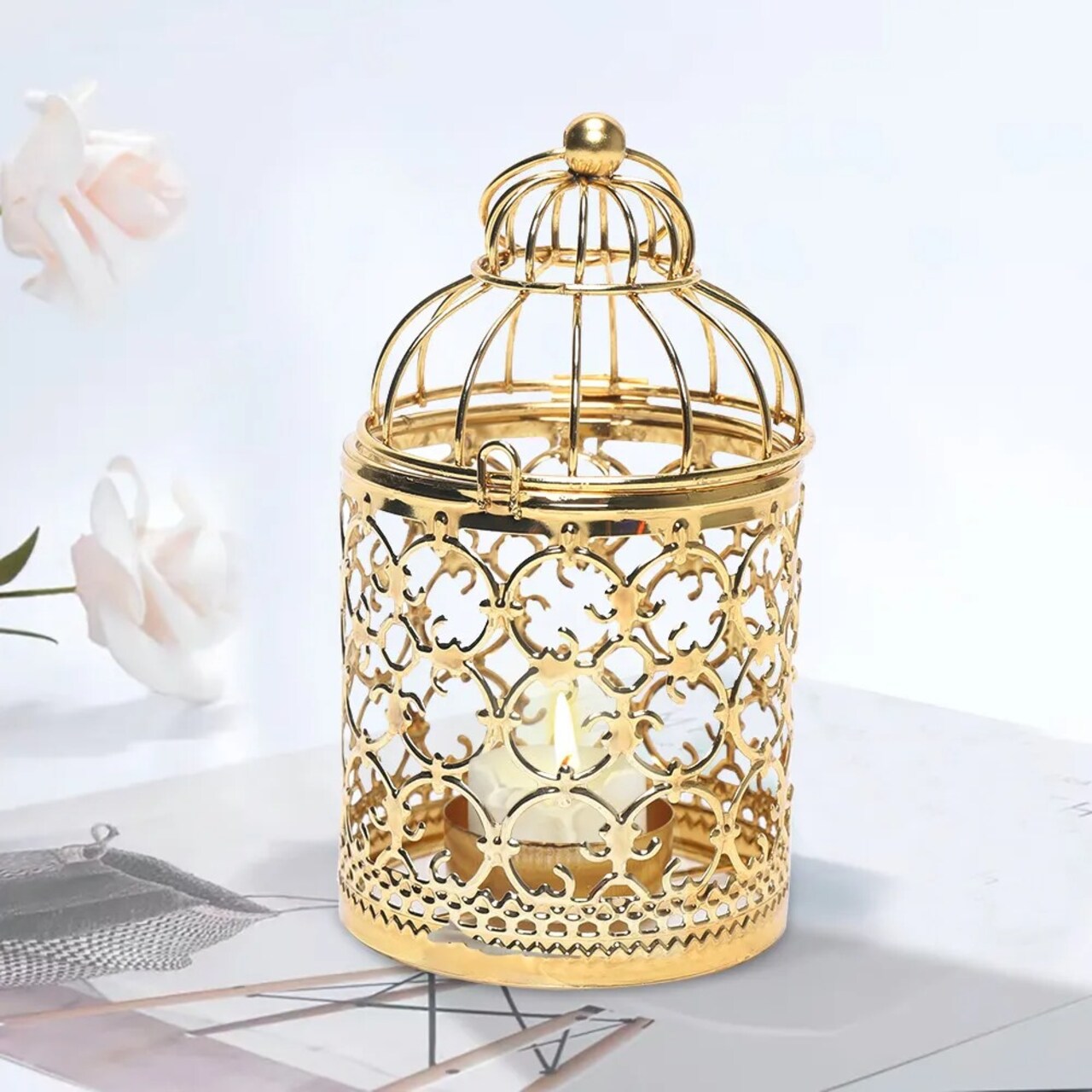 Metal Tealight Hanging Birdcage Lantern Candle Holder Vintage Home Decor